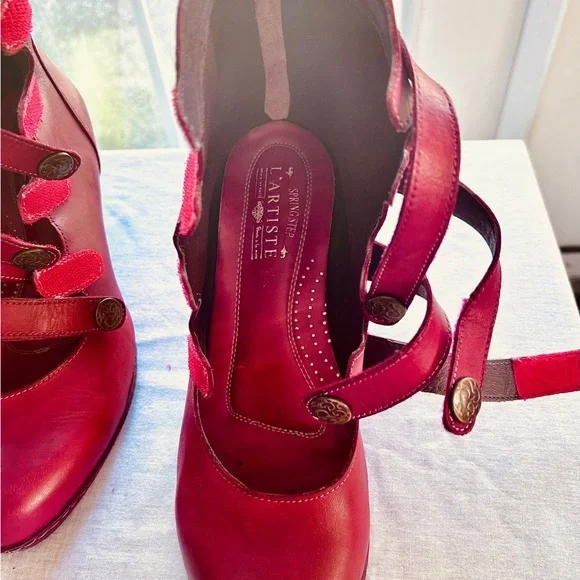 L’artiste by Spring Multi-strapped Ankle Boots, red - Picture 6 of 9